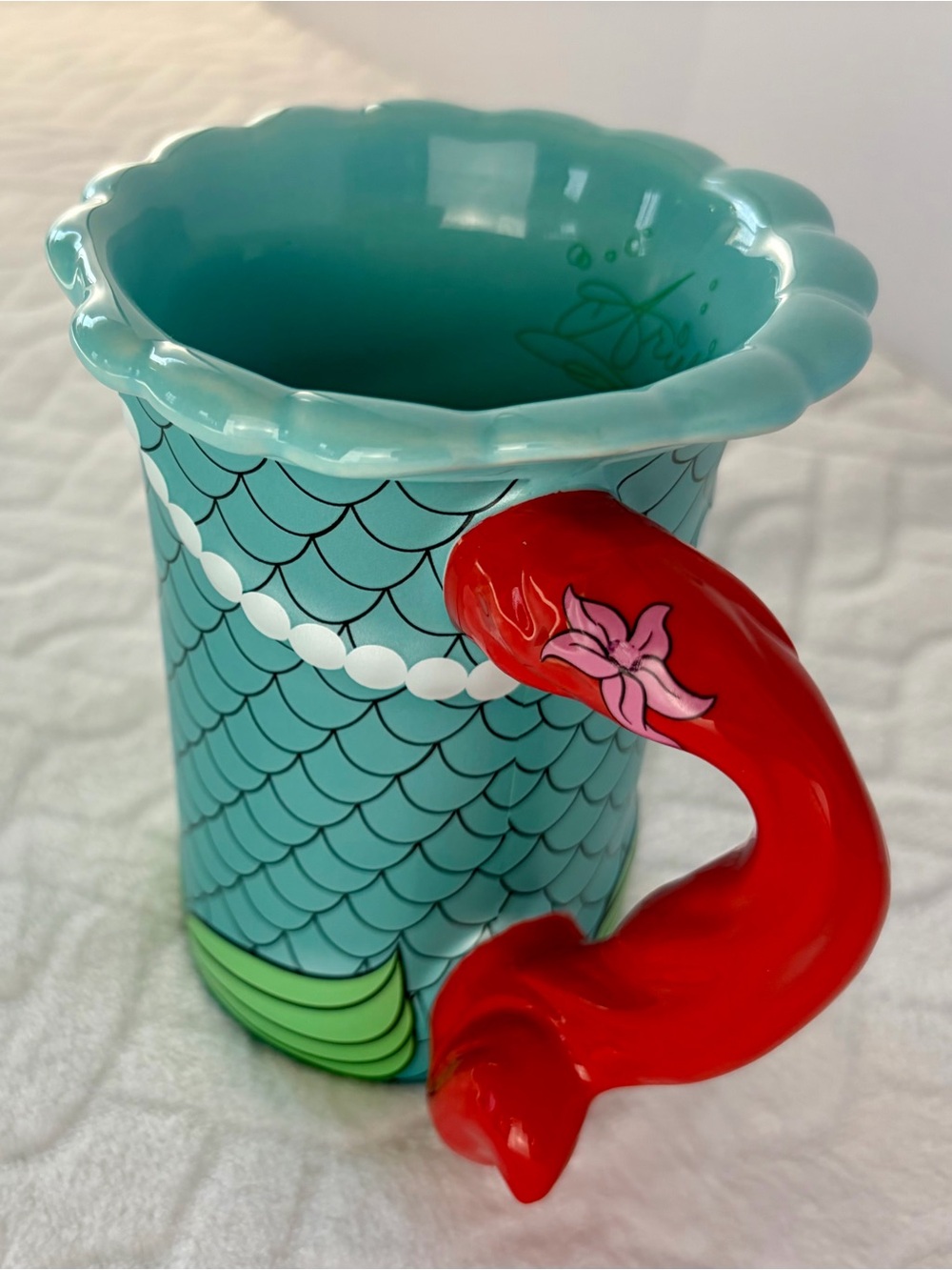 Disney Parks The Little Mermaid Ariel Scales MugTurquoise with Red Tail Handle